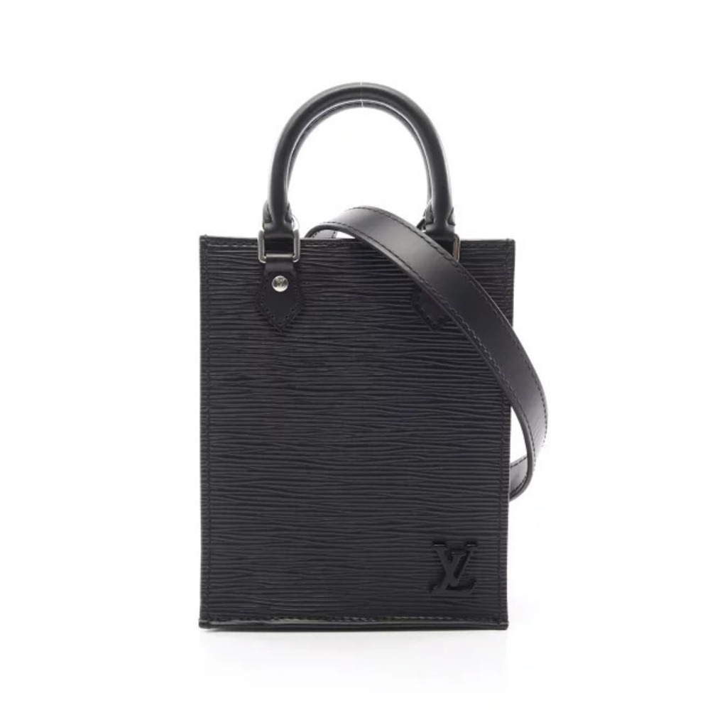 Louis Vuitton Sac Plat Epi Noir Black Handbag Leather Bag Black
